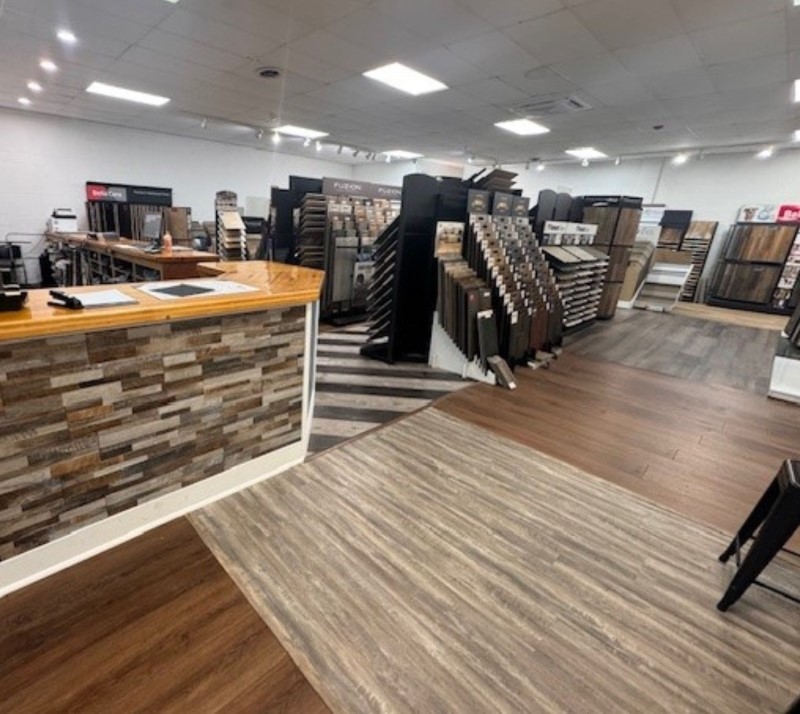 Welcome desk and view of the store. 