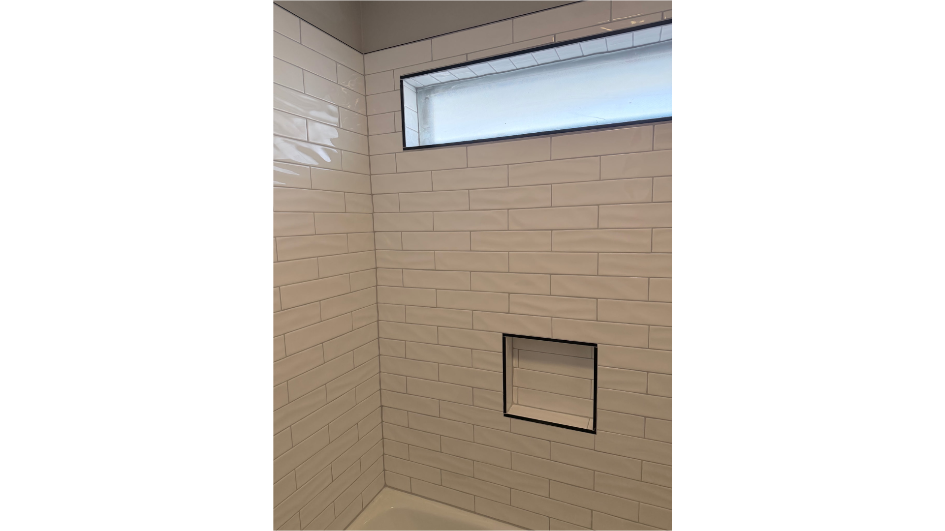 White subway tile shower installation in Duncan, Oklahoma